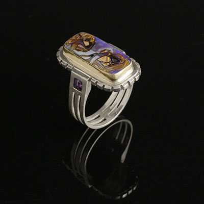 boulder opal sterling silver ring
