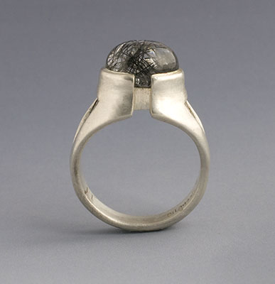 silver ring with rutilated quartz