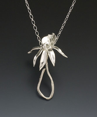 silver orchid pendant