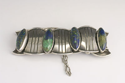 Hector Aguilar Circle and Lozenge sterling silver and azure malachite bracelet
