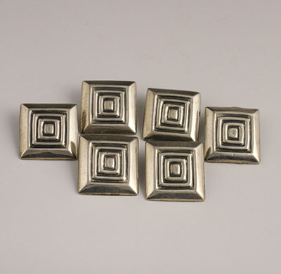 Margot de Taxco 6 square sterling silver buttons