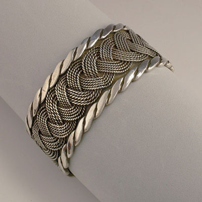 Hector Aguilar silver woven cuff