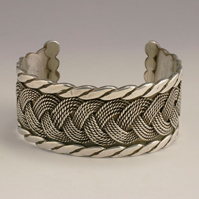 Hector Aguilar silver braid cuff bracelet