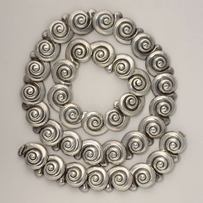 Margot de Taxco Sterling Silver Shells 3-Piece Set - A Choker with an Extension and a Bracelet