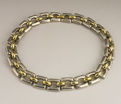 Tane silver and gold two-tone heavy square link necklace